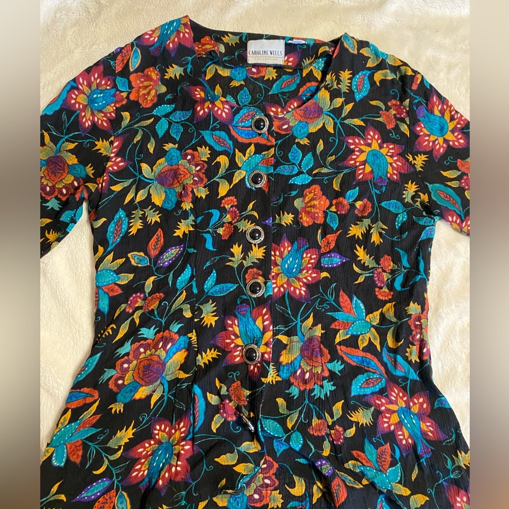 Vintage Carolina Wells Floral Blouse